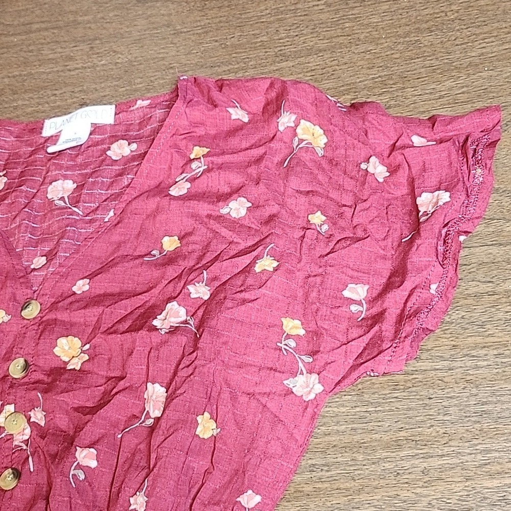 Planet‎ Gold Floral Boho Cottagecore Top, Red, Women's Size Small - Picture 3 of 7
